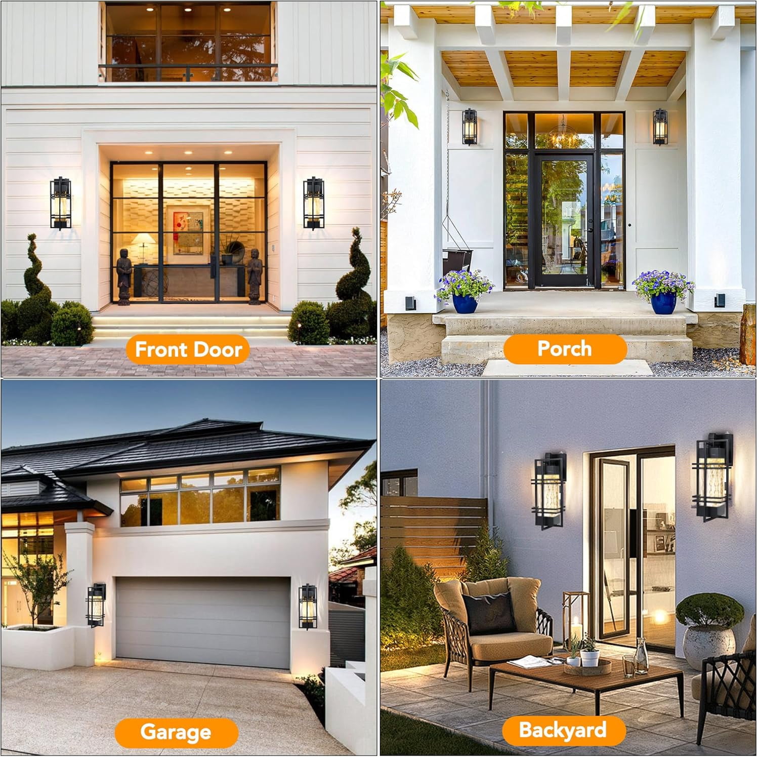 Dusk to Dawn Outdoor Front Porch Light Fixtures Wall Mount,2 Pack Sensor Exterior Lighting Fixtures for House, Waterproof Wall Sconce Lights, Outside Lantern Lamp for Garage, Doorway
