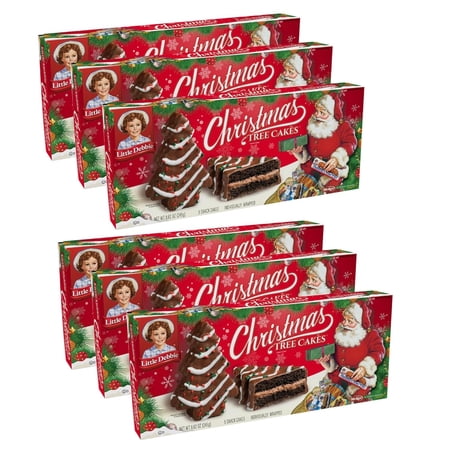 Little Debbie Christmas Tree Cakes Boxes, 30 Individually Wrapped Snack, Chocolate Pack of 6
