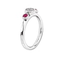 thumbnail image 4 of Lab Created Ruby Ring with Diamonds 1/3 Carat (ctw) in Sterling Silver, 4 of 4