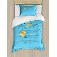 thumbnail image 1 of Fiji Duvet Cover Set Twin Size, Political Map with Capital Suva and Main Cities, Decorative 2 Piece Bedding Set with 1 Pillow Sham, Deep Sky Blue Mustard Charcoal Grey Dark Coral, by Ambesonne, 1 of 3