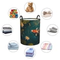 thumbnail image 4 of Fotbe Koi Pond Lilies Pattern Laundry Basket with Handles, Waterproof Large Laundry Hamper, Wash Bag for Corner Dorm, Rolling Laundry Basket with Handles-Small, 4 of 6