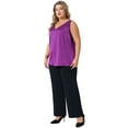thumbnail image 3 of DARING DIVA Women's Plus Silk Satin Tank Top V Neck Cami Blouse 1X Purple, 3 of 6