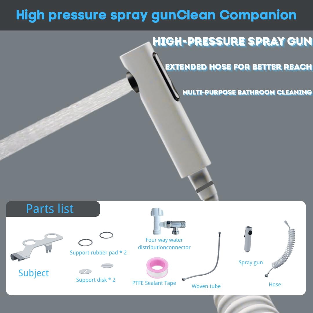 3-in-1 Bidet Attachment With Handheld Sprayer For Toilet  Ultra-slim Non-electric Cold Water Dual Nozzle (feminine/rear Wash) Adjustable Control White