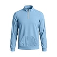 thumbnail image 5 of KKBOTIVE Men's Quarter Zip Polo Sweatshirt, Casual Stand Collared Top Long Sleeve Solid Color Pullover for Men Daily Fall Spring Outerwear ( Light Blue Size: L ), 5 of 5