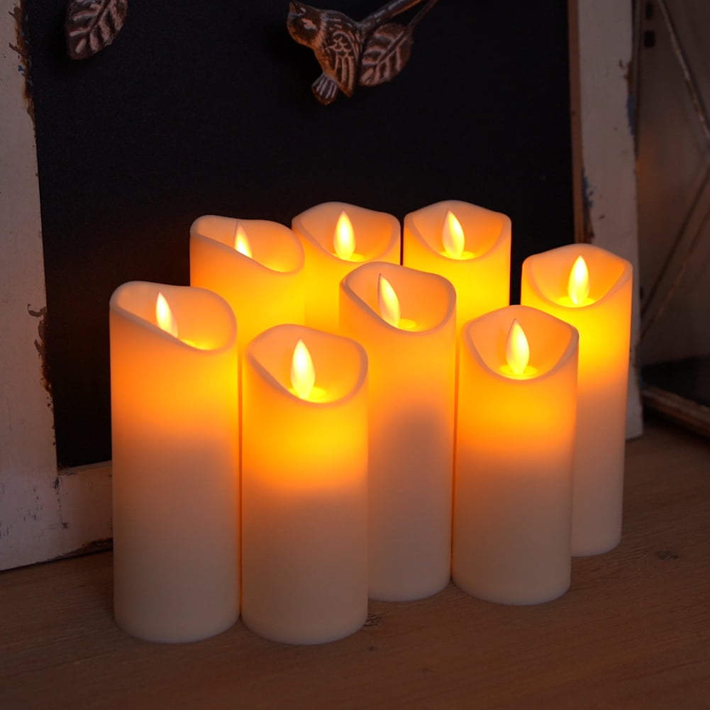 Amagic Ivory LED Pillar Candles, Moving Flame, Flickering Flameless