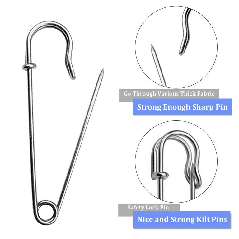 50pcs Strong Safety Pins, Heavy Duty Safety Pins, Strong Nickel