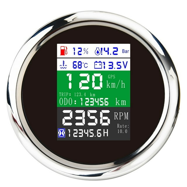 6 IN 1 Digital GPS meter Odometer Tacho Meter Water Temperature Fuel Level Gau With GPS Antenna For Boat Car Motorcycle ,Universal Compatibility