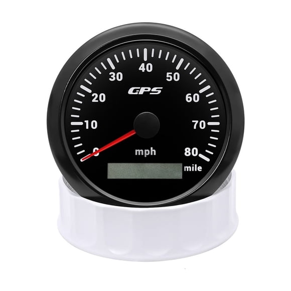 Météo GPS 80MPH avec Antenne GPS, Gau de Vitesse Universelle 85 mm, Rétroéclairage 7 Couleurs, Compatible avec Moteur à Cordes, Marine, Bateau, Voiture, Haute Précision