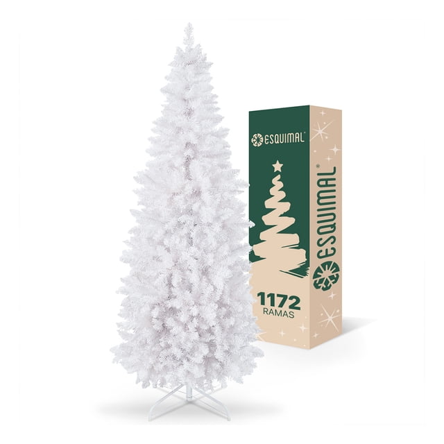 Árbol de Navidad Pino Canadiense Tipo Lápiz, Esquimal (Blanco Nacarado, 2.20 m)