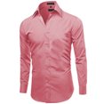 thumbnail image 2 of Men's Slim Fit Button Up Long Sleeve Solid Dress Shirt - Pink - M (15-15.5) 34/35 sleeve, 2 of 5