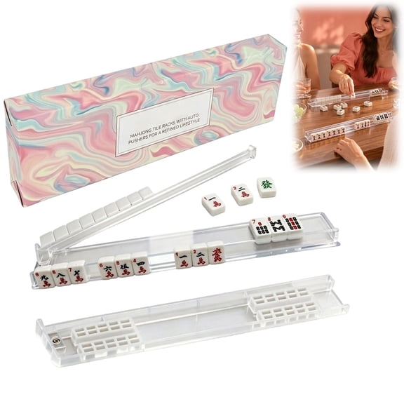 Premium Clear Mahjong Racks with Pushers, Non-Slip Acrylic Racks 4-Pack, Gift-Ready, American Mahjong Accessories for Game Night