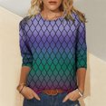 thumbnail image 2 of Blusa de cuello redondo de manga larga con estampado degradado de novedad clásica para mujer Pompotops  gfhjh19263, 2 of 5