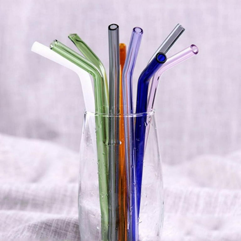 Feiona Glass Straws Drinking Reusable,Heat High Temperature Resistant Glass  Elbow Straw,8mm18cm 