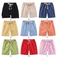 thumbnail image 4 of GYRATEDREAM Kids Toddler Little Boy Girl Cotton Linen Summer Shorts Solid Color Casual Pants with Drawstring 2-11T, 4 of 4