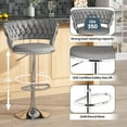 thumbnail image 5 of LinkRomat Bar Stools Set of 2 - Adjustable Height Swivel Kitchen Stools with Low Back, Grey Velvet Barstools for Dining Room, Breakfast Bar, 5 of 9