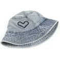 thumbnail image 2 of CoCopeaunt Denim Bucket Hat for Women Girls Cute Heart Skull Cap Sun Protection Sun Hat Soft Adjustable Fisherman Cap Outdoor, 2 of 5