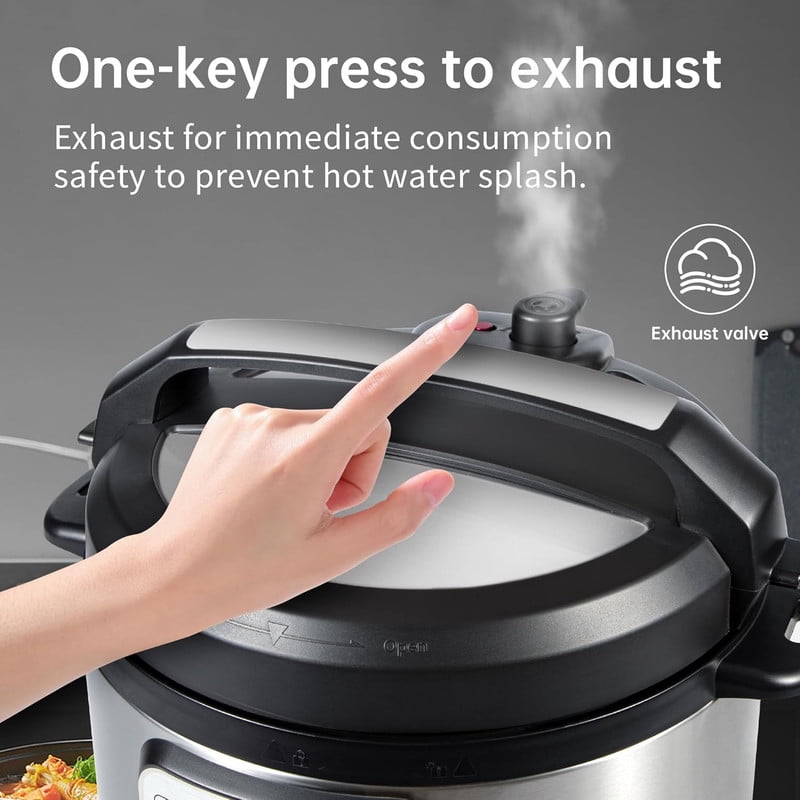 Simenmax 6qt Electric Pressure Cooker, 12-in-1 Multi-Cooker with LED Screen, Slow Cooker, Rice Maker, Steamer, Silver