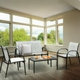 Costway 4 PCS Patio Sofa Furniture Set Coffee w/Table Steel Frame and