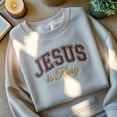 thumbnail image 2 of EMBROIDERED Jesus Is King Comfort Colors Sweatshirt, Christian Sweater, Church Apparel, Faith Shirt, Cross Embroidery, Religious Friend Gift, 2 of 5