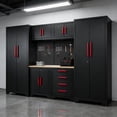thumbnail image 5 of HPDMC Garage Storage Cabinet System, 8PCS Garage Cabinets and Storage System Corner Workshop Set with Corner Cabinet, Cabinet Drawers, Workbench, Pegboard for Tool Organization, 5 of 9