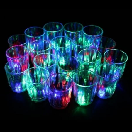 Flashing Led Light - 24/pk Non-toxic Plastic Colorful Flashing Light UP LED Cups Shots Glass for Bar Party