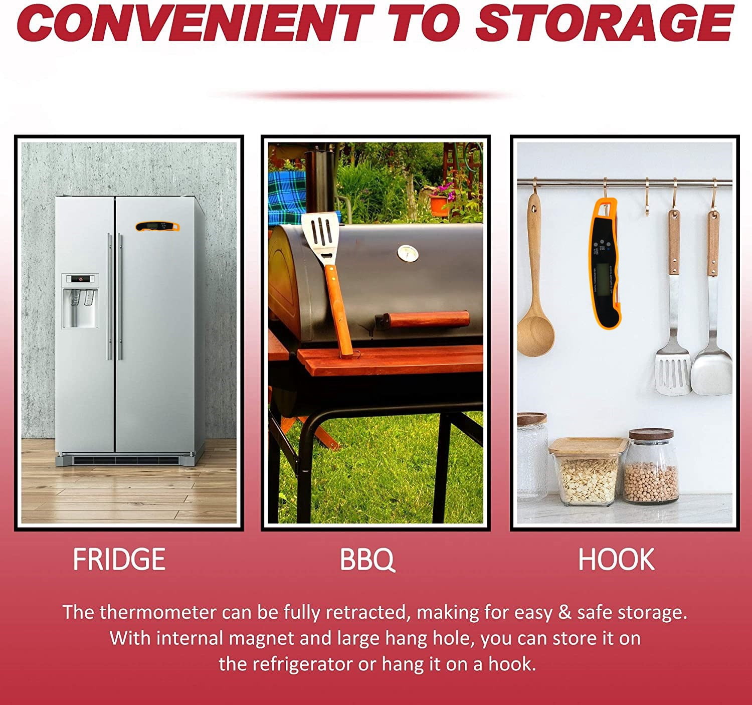 LAATIKUI Meat thermometer food grill measurement waterproof probe thermometer