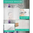 thumbnail image 4 of No Hook Shower Curtains with Snap in Liner, Purple Flowers Waterproof Fabric Shower Curtain, Spring Botanical Floral Wooden Grain Double Layers & See-Through Top Window Bathroom Curtains 72''x84'', 4 of 6