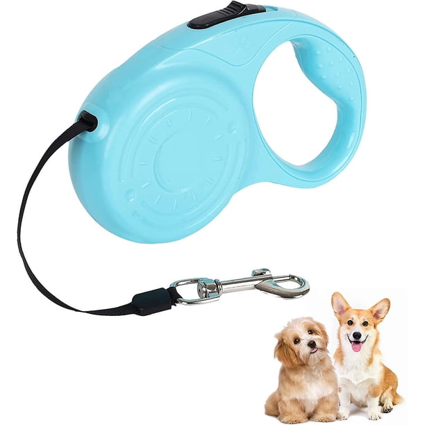 Correa retráctil para perros, correas extensibles para perros de 5 m con mango antideslizante, correa retráctil antienredos para perros pequeños y medianos de hasta 25 kg (azul claro)