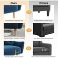 thumbnail image 4 of Brelice Loveseat Sofa, 47" Velvet Couch for Bedroom, Convertible Wooden Tray & Ergonomic Armrest, for Small Space, Apartment, Living Room, Home Office, Easy Assembly, Blue, 4 of 18
