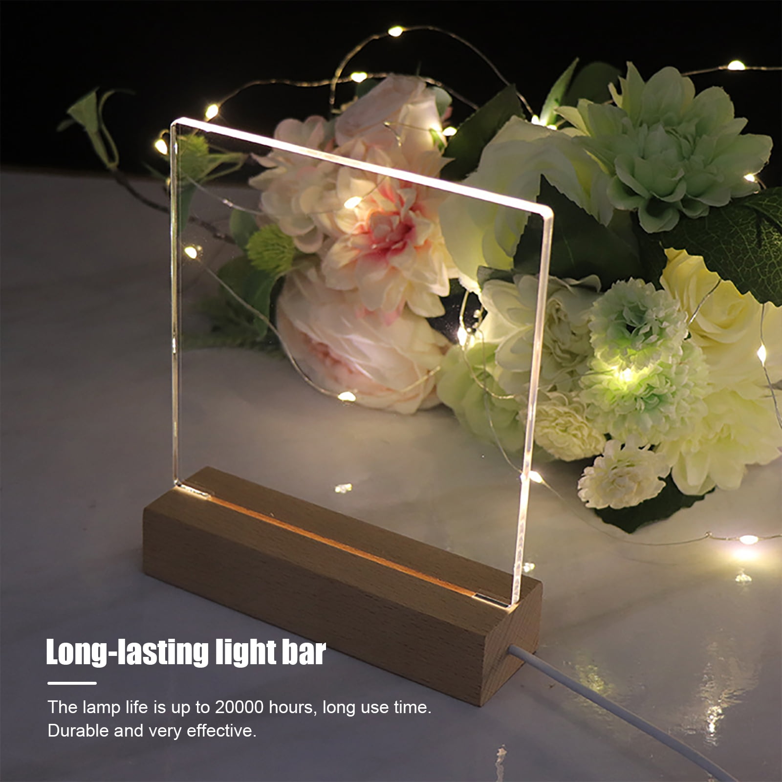 Riakrum 5.9 Inch Wooden Rectangle Light Base, Wood LED Display Base  Pedestal Dimmable Colorful Light Lamp Stand with USB Cable for Acrylic,  Crystal