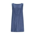 thumbnail image 3 of FRSASU Summer Dress for Women Fashion Corduroy Dress Casual Solid Color Round Neck Sleeveless Tank Dress Blue S, 3 of 6
