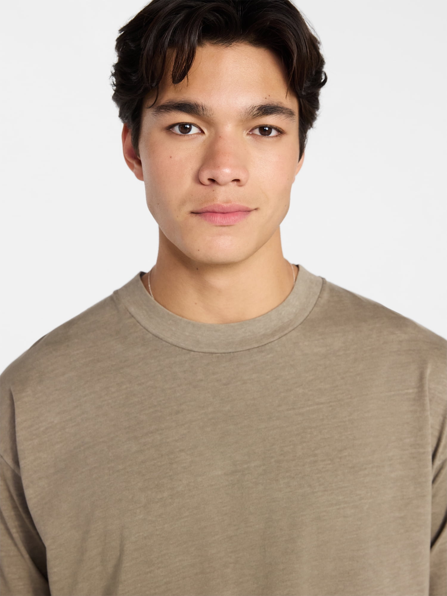 No Boundaries Cotton Oversized Cropped Tee with Short Sleeves, Men's and Big Men's XS-5XL