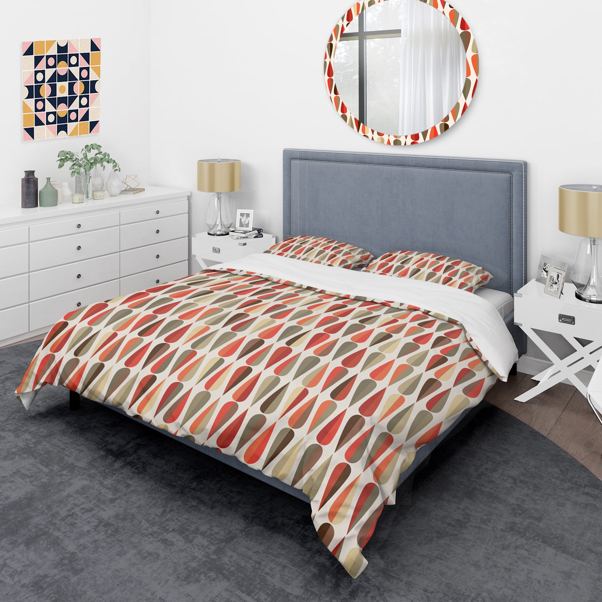 Designart 'Retro Abstract Drops IV' Mid-Century Modern Duvet Cover Set