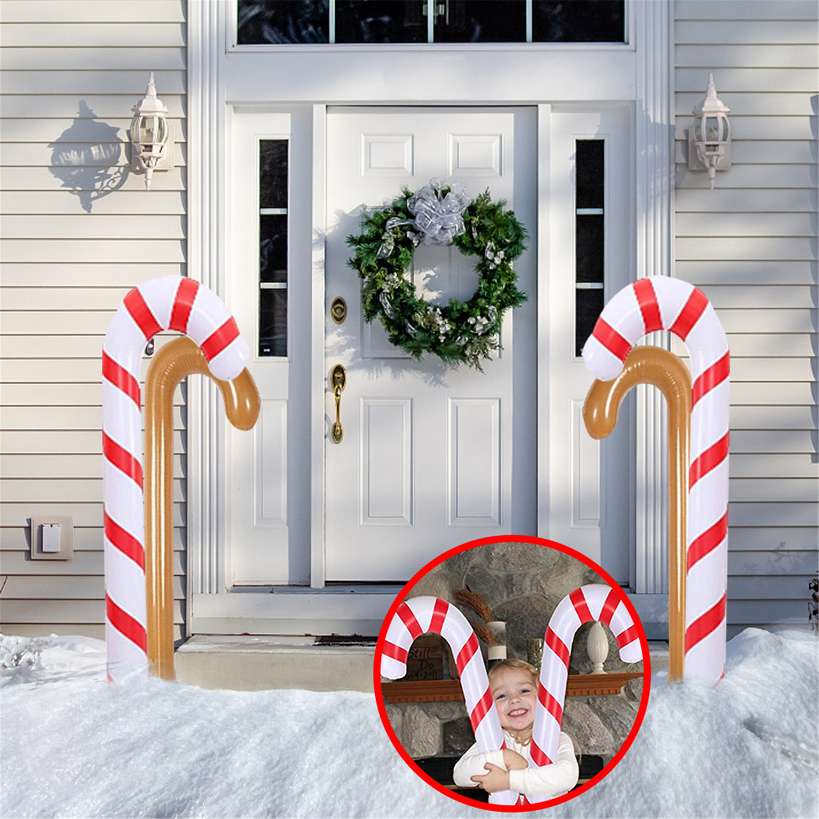 QWY Inflatable Candy Canes Christmas Canes Balloons Outdoor Candy Canes