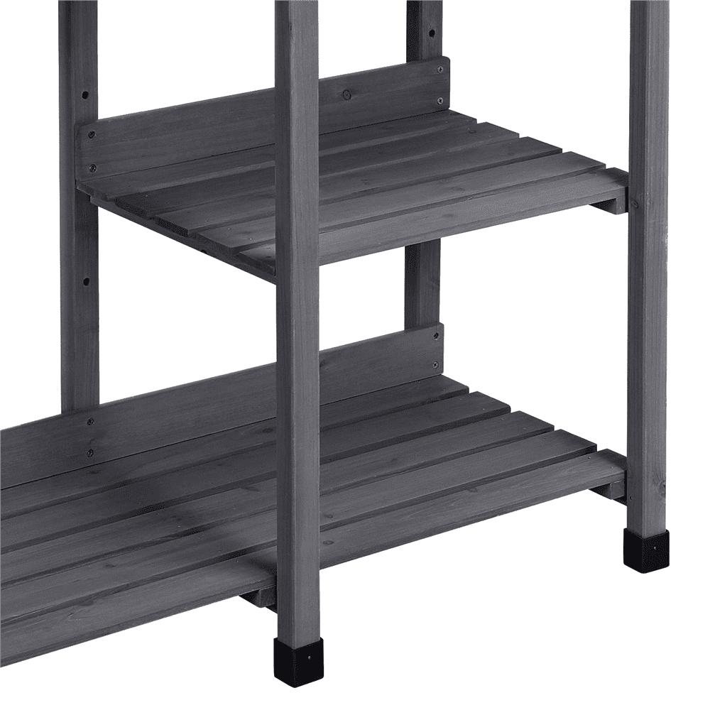 Renwick Fir Garden Potting Bench w/Sink Drawer Rack Shelves,Gray