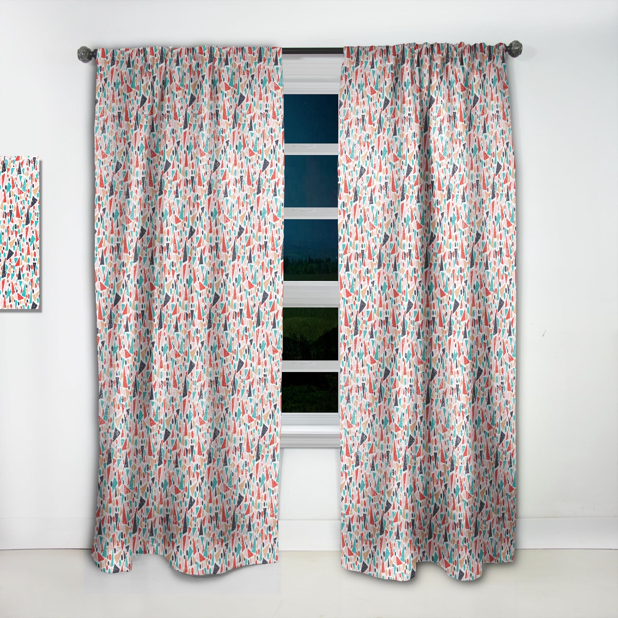 Designart 'Abstract Retro Pattern Design II' Mid-Century Modern Curtain Panel