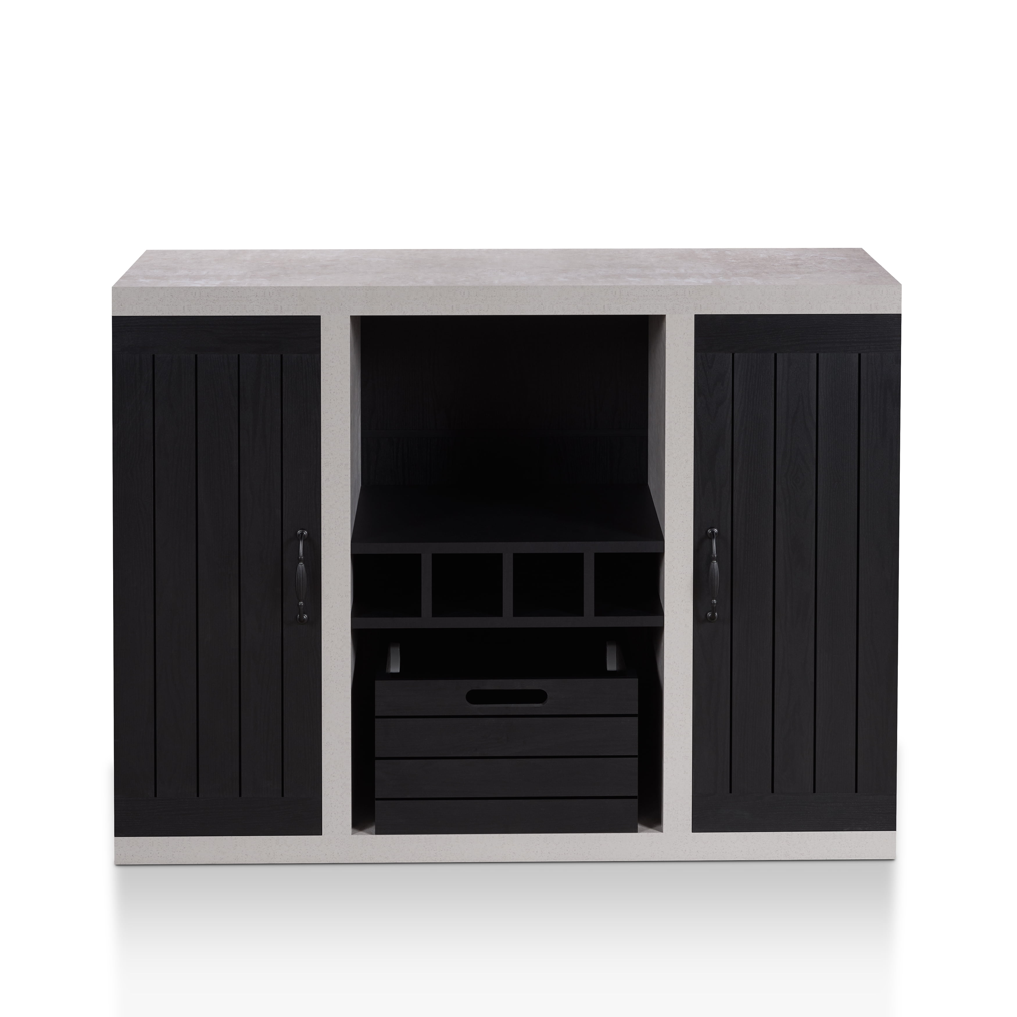 Furniture of America Danyle Industrial Two-Toned Black Buffet Sideboard
