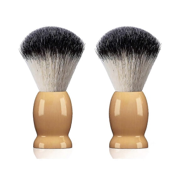 2 Pack Shaving Brush for Men with Hard Wood Handle, Luxury Professional Hair Salon Tool Gifts for Men, Perfect Fathers Day Gifts from daughter, wife o