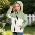 thumbnail image 3 of HAiming Kids Athletic Jacket Hooded Long Sleeve Color Block Hiking Jacket Fall Winter Workout Jacket with Pockets, 3 of 7