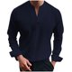 thumbnail image 2 of Blusas y camisas de manga larga con cuello en V para hombre, blusa informal de manga larga lisa con cuello en V, blusa de poliéster para hombre, 2 of 8