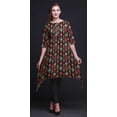 thumbnail image 2 of Bimba Hauts Imprimés Ikat Damassé Noir pour Femmes Kurti Asymétrique Robe d'Été pour Filles XSmall, 2 of 6