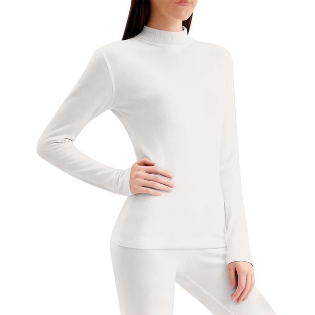 RXMEKW Thermal Women Set, Ladies' Lightweight Solid Color Velvet Thermal Underwear Base Set