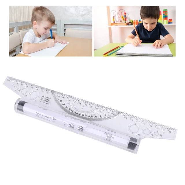 Rolling Ruler Parallel Line Drawing, Arc Curve Drawing Measuring Roller Ruler with Built in Protractor Parallel Drawing Ruler for Artist, Pattern Maker, Designer