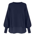 thumbnail image 5 of Tops for Women Long Sleeve Round Neck Solid Oversized Loose Ribbed Hem Knitted Sweater, 5 of 5