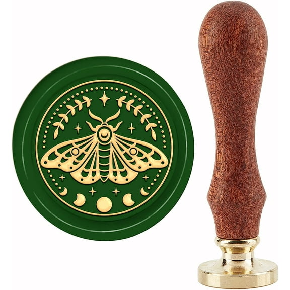Brass Wax Seal Stamp with Handle for DIY Scrapbooking Insect Pattern 3.5x1.18 inch(8.9x3cm)