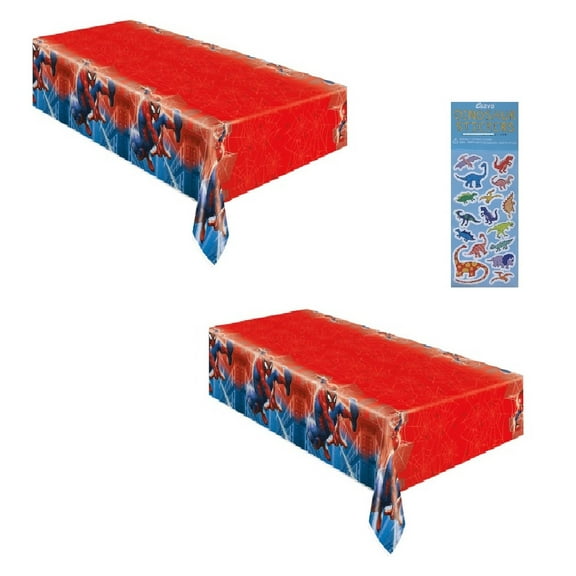 Spiderman Birthday Party Supplies Bundle Includes Plastic Table Covers - 2 Count
