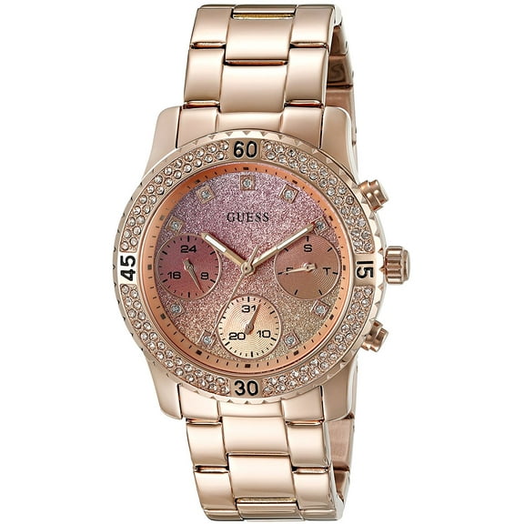 GUESS Women's Rose Gold-Tone Chronograph Watch U0774L3
