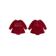 thumbnail image 2 of Cjfdfy Newborn Baby Girl Christmas Outfit Christmas Tree Bow Velvet Romper Classic Bubble Long Sleeve Doll Collar Bodysuit A-line Dress Cute My First Christmas Fall Winter Outfits, 2 of 9
