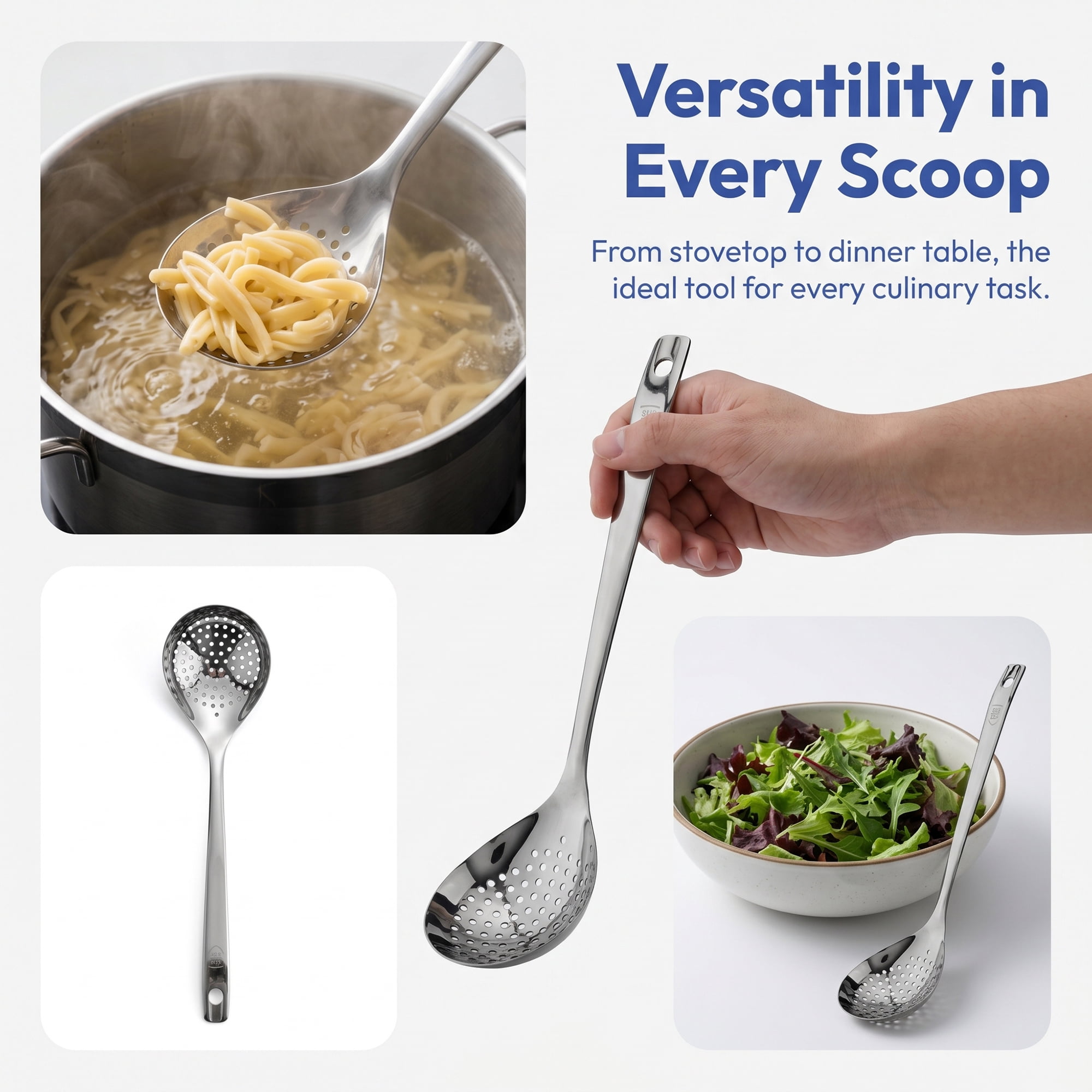 Unique Bargains Heat Resistant Spoon for Non Stick Cookware Slotted spoon-Silver 12.5"x3.1
