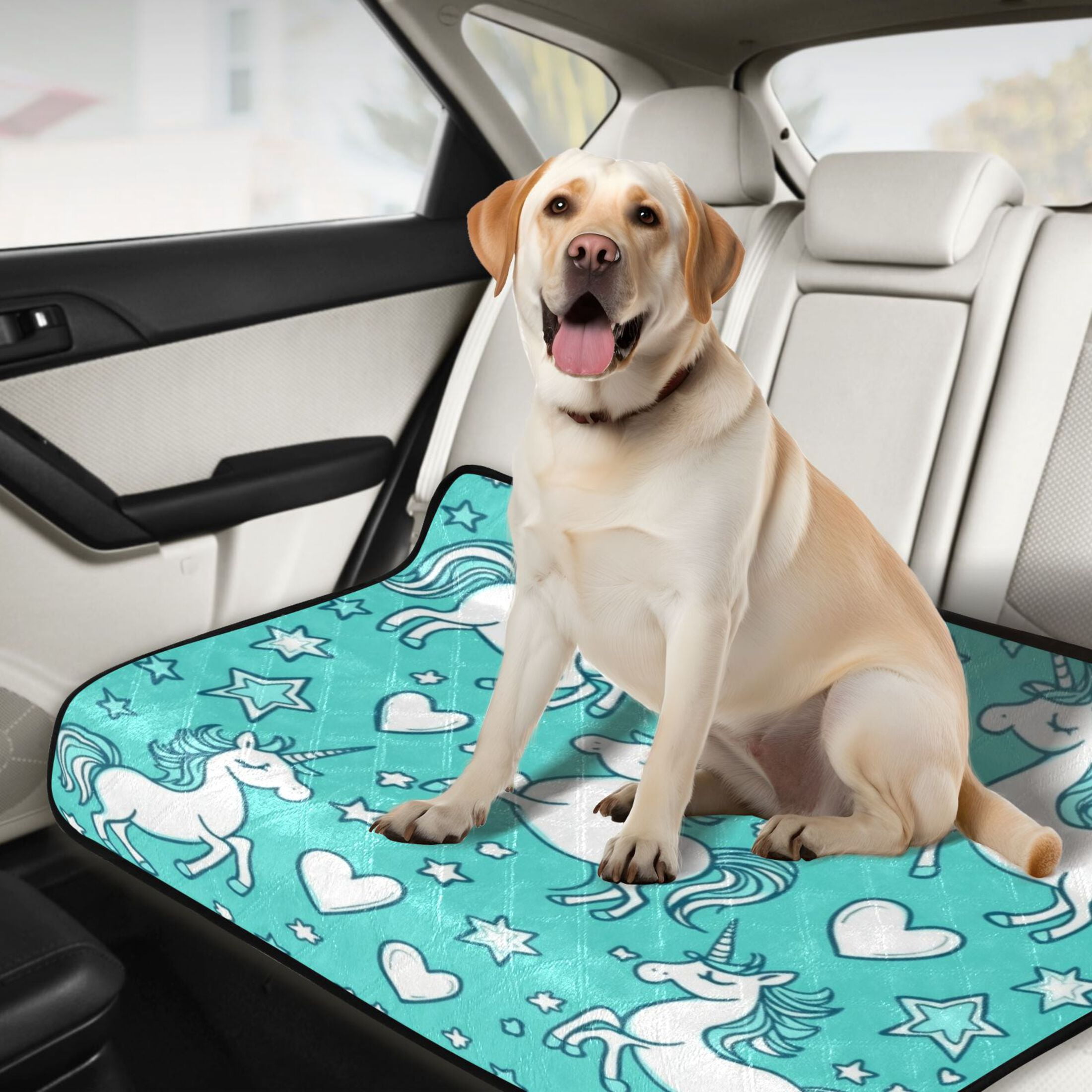 Qxltty A Pattern with Cute Cartoon Unicorns Cat litter Pads Pet Set of 2 Diaper Mats Center Anti-leakage Layer Absorbent Soft and Comfortable